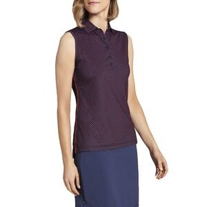Peter Millar Women's Perfect Fit Deco‎ Star Sleeveless Sleeveless Golf Polo Med